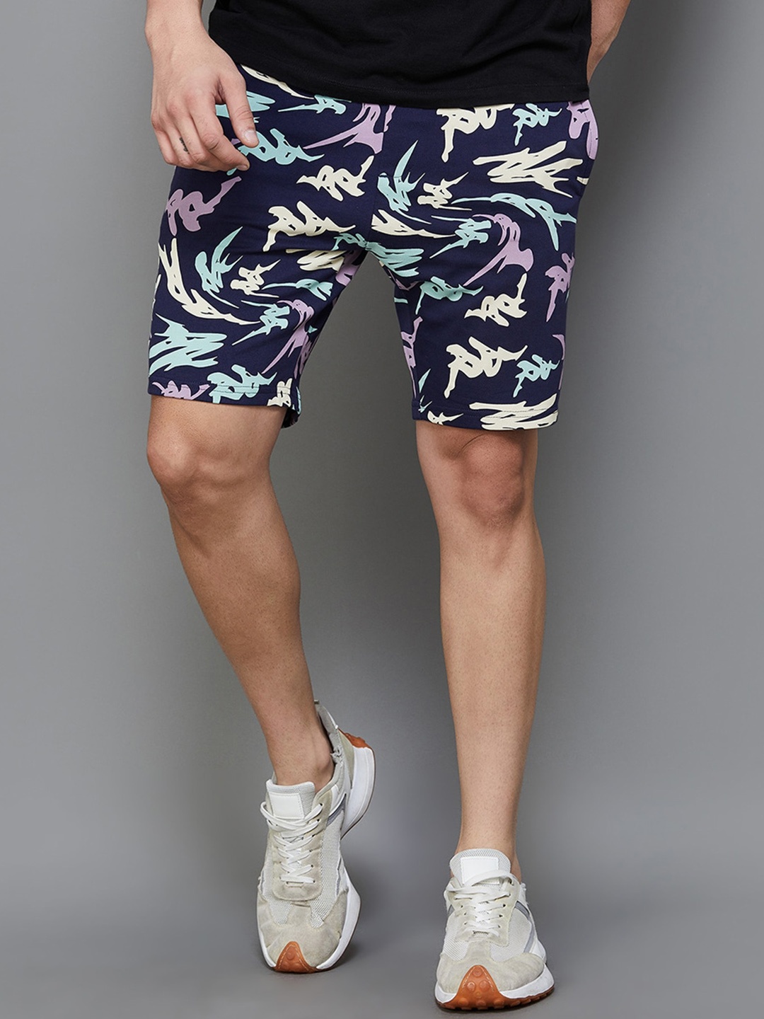 

Kappa Men Abstract Printed E-Dry Cotton Shorts, Blue