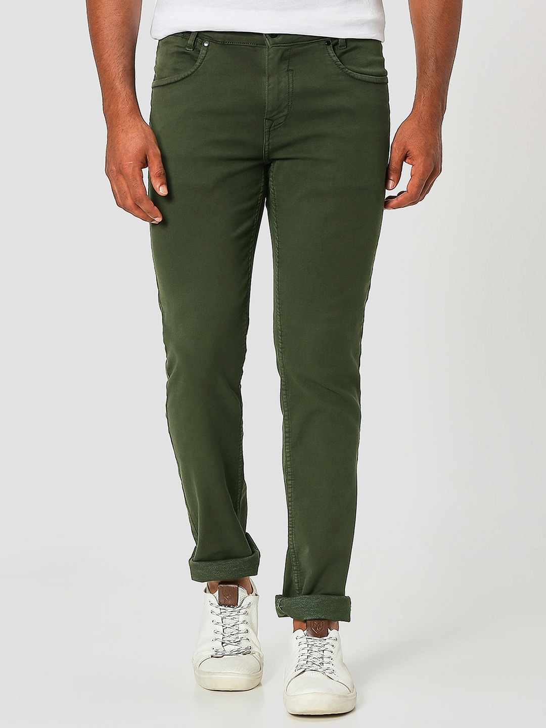 

Mufti Men Slim Fit Clean Look Stretchable Jeans, Olive