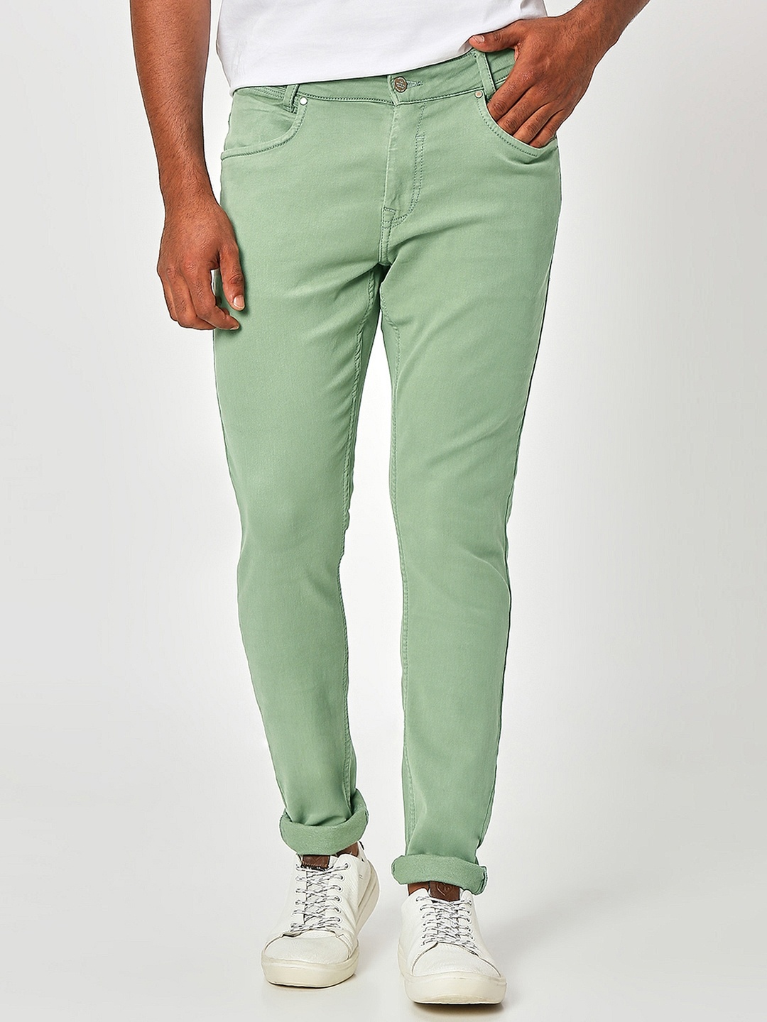 

Mufti Men Skinny Fit Clean Look Stretchable Jeans, Green