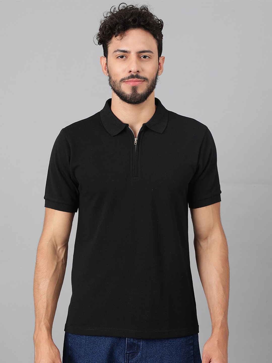 

Kotty Men Black Polo Collar T-shirt