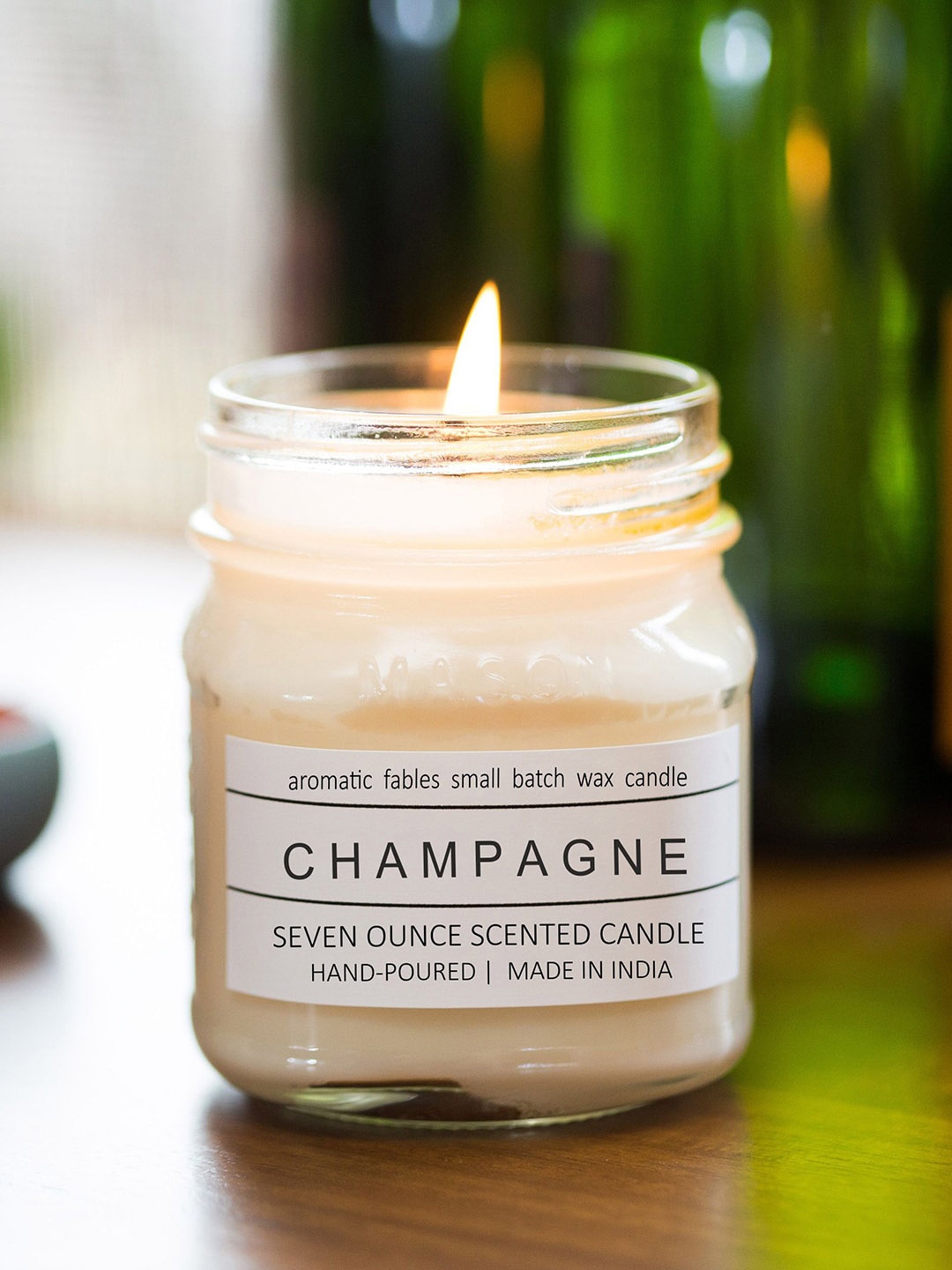 

Aromatic Fables White Champagne Scented Candle Square Glass Jar
