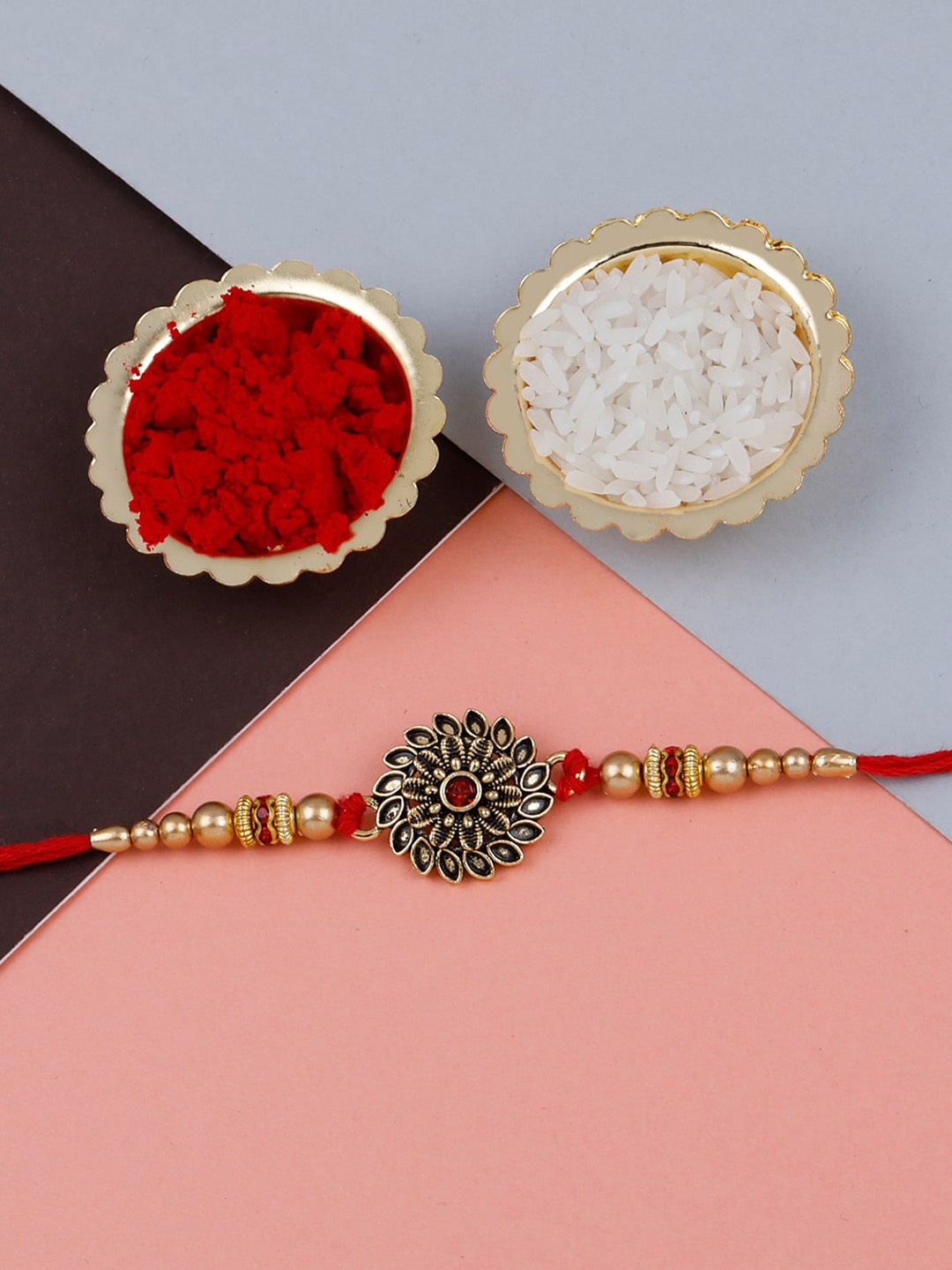 

Silver Shine Pack of 4 Rakhi Gift Set With Greeting Card, Multi