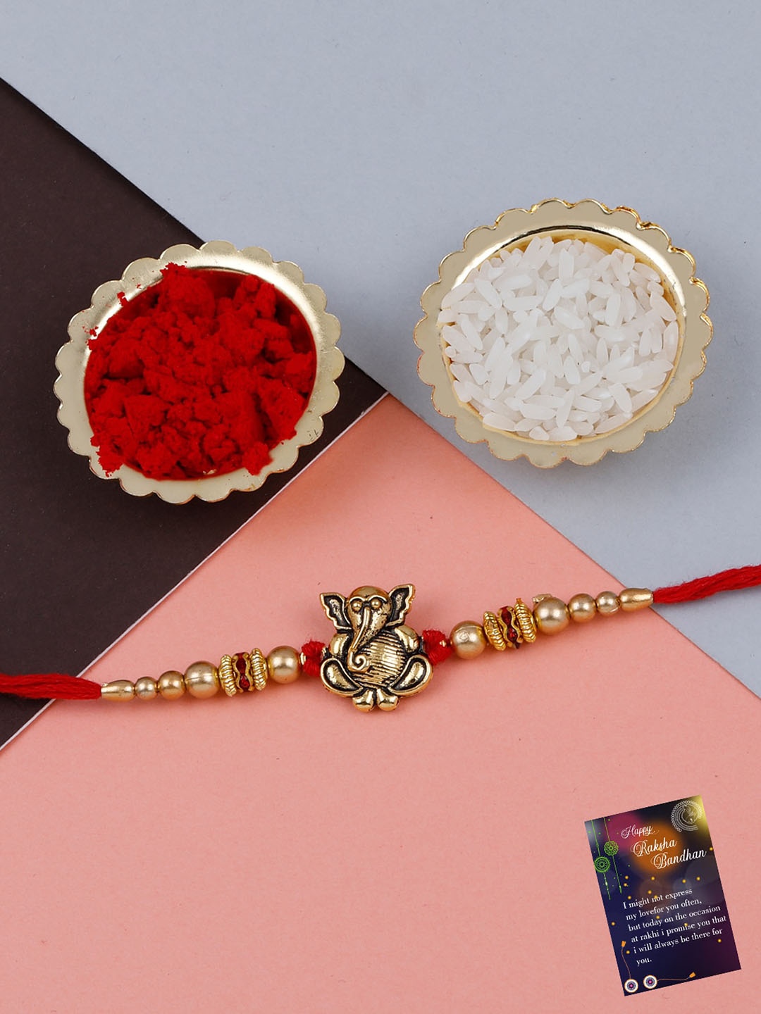 

Silver Shine Pack of 2 Bhaiya Bhabhi Rakhi With Greeting Card, Multi