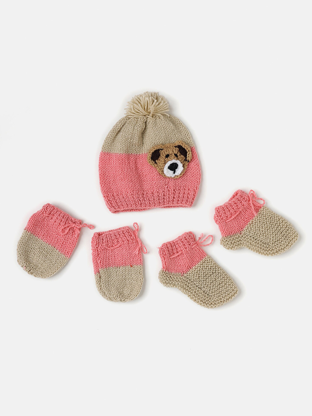 

The Original Knit Infant Acrylic Beanie With Socks & Mittens, Beige