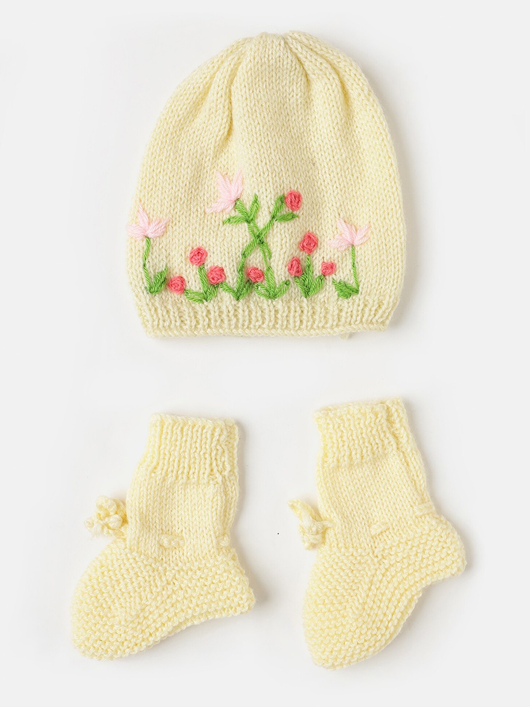 

The Original Knit Infant Acrylic Beanie With Socks, Cream