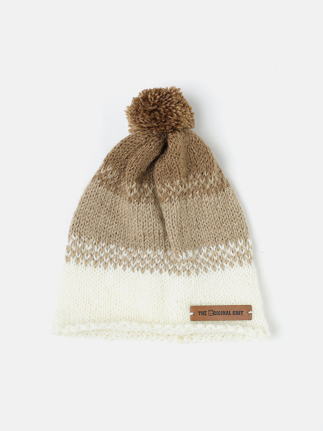 

The Original Knit Kids Colourblocked Acrylic Beanie, Brown