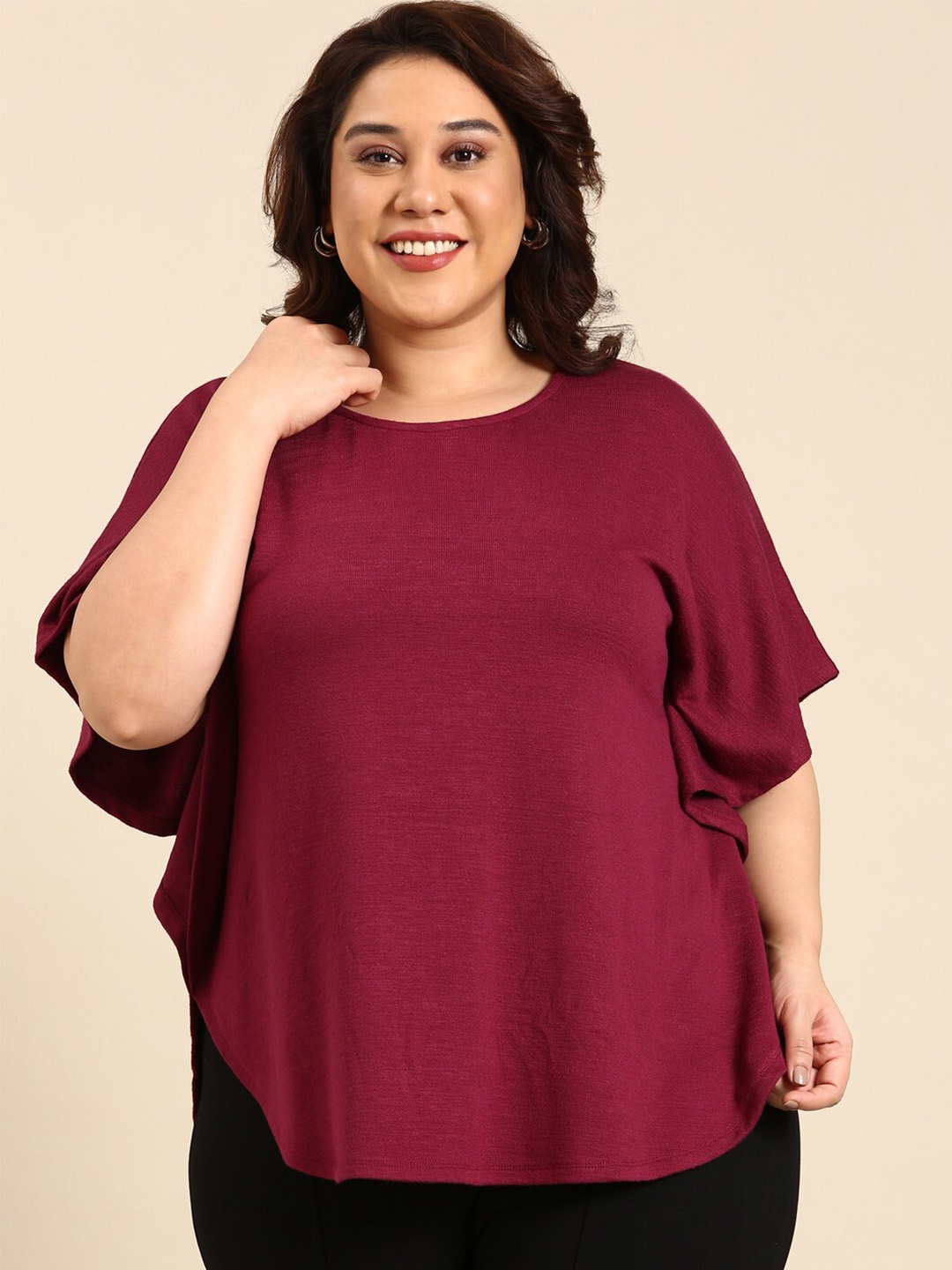 

The Pink Moon Plus Size Extended Sleeves Kaftan Cotton Top