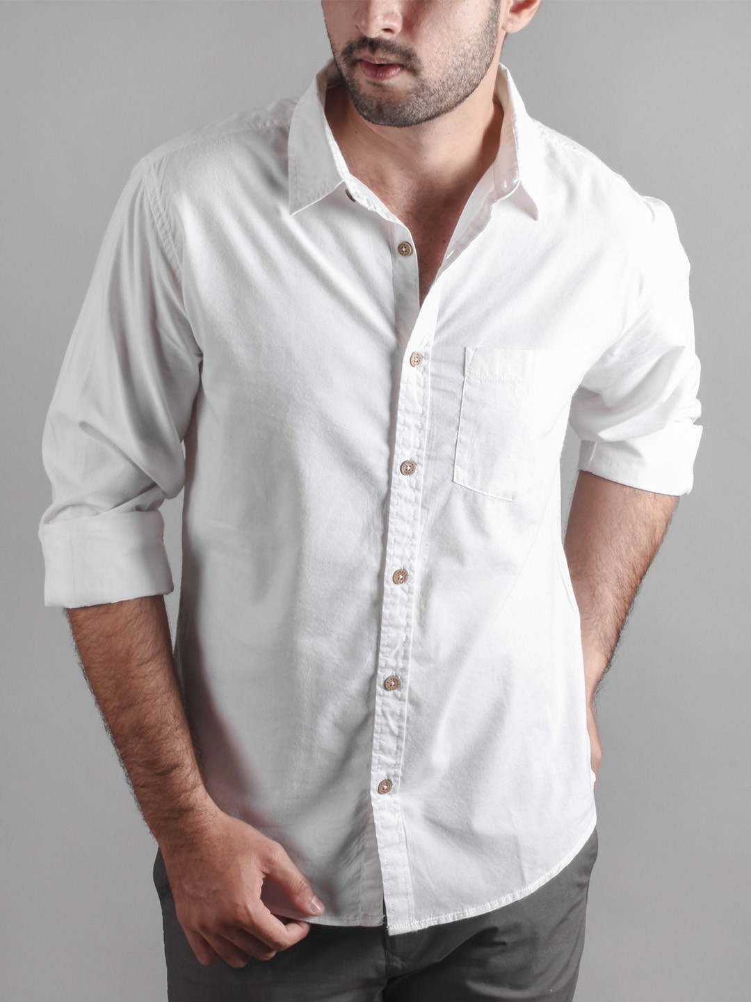 

BOMBAY TROOPER Comfort Cotton Casual Shirt, White