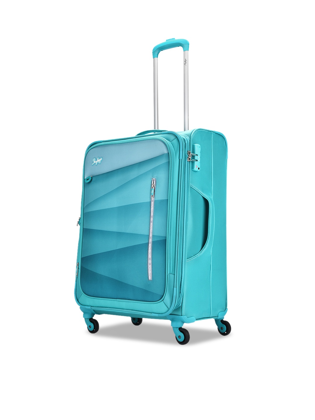 

Skybags Printed Soft-Sided Medium Trolley Bag, Turquoise blue