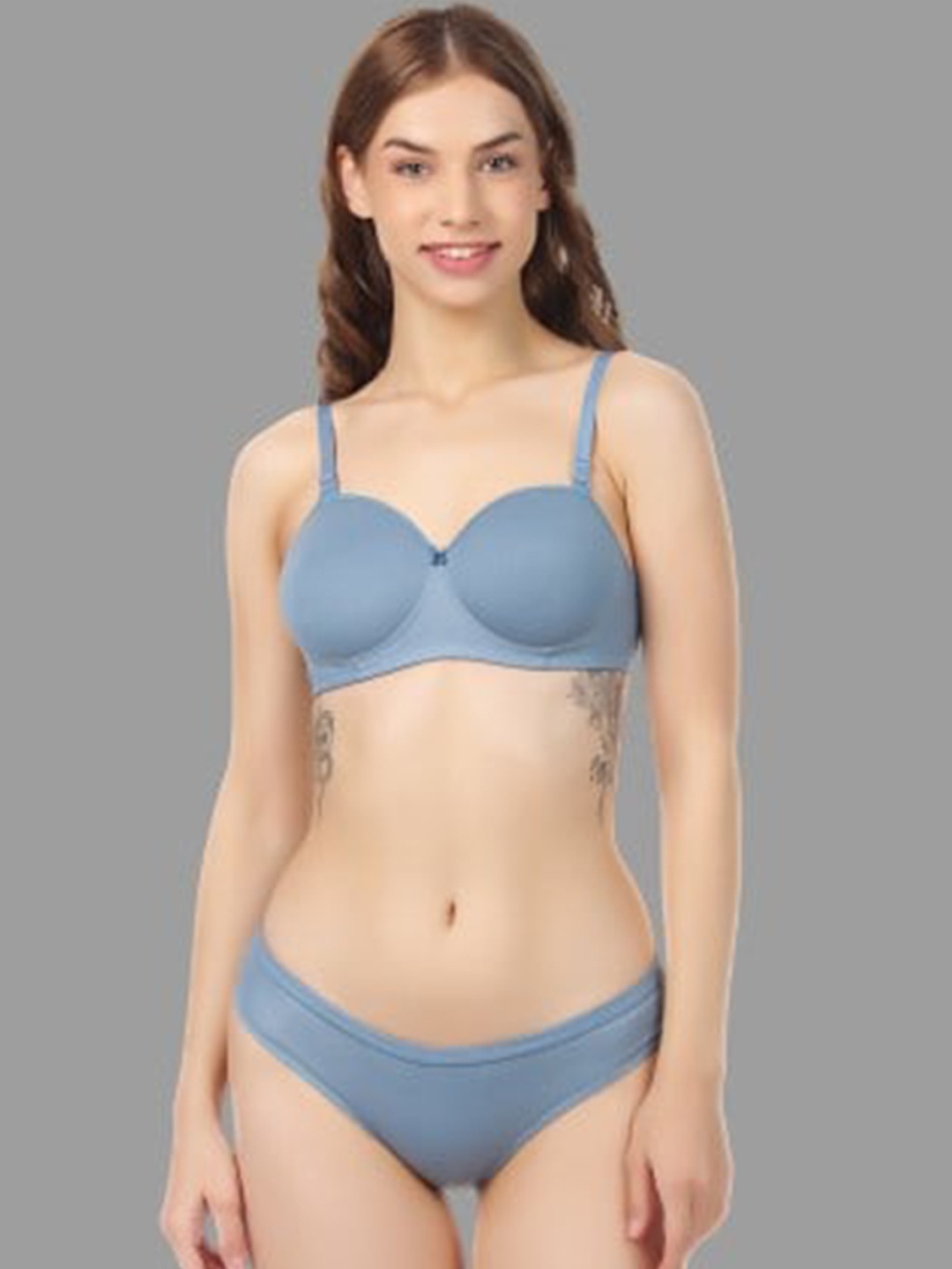 

FUNAHME Cotton Padded Lingerie Set, Grey
