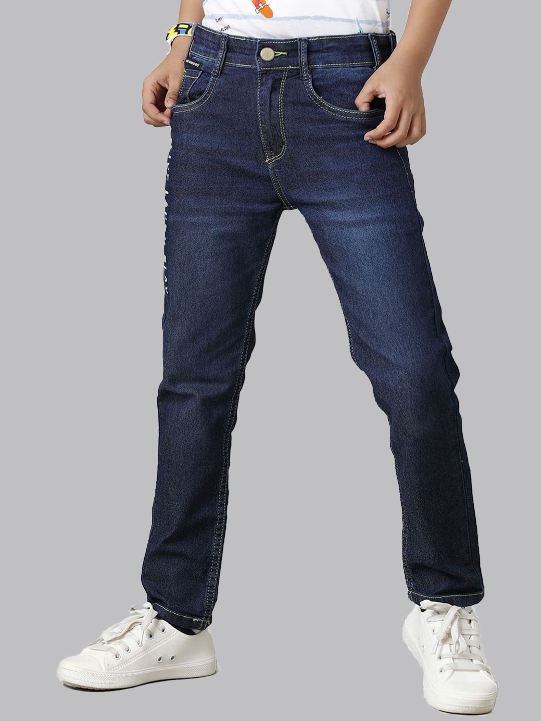 

UNDER FOURTEEN ONLY Boys Slim Fit Clean Look Light Fade Jeans, Blue