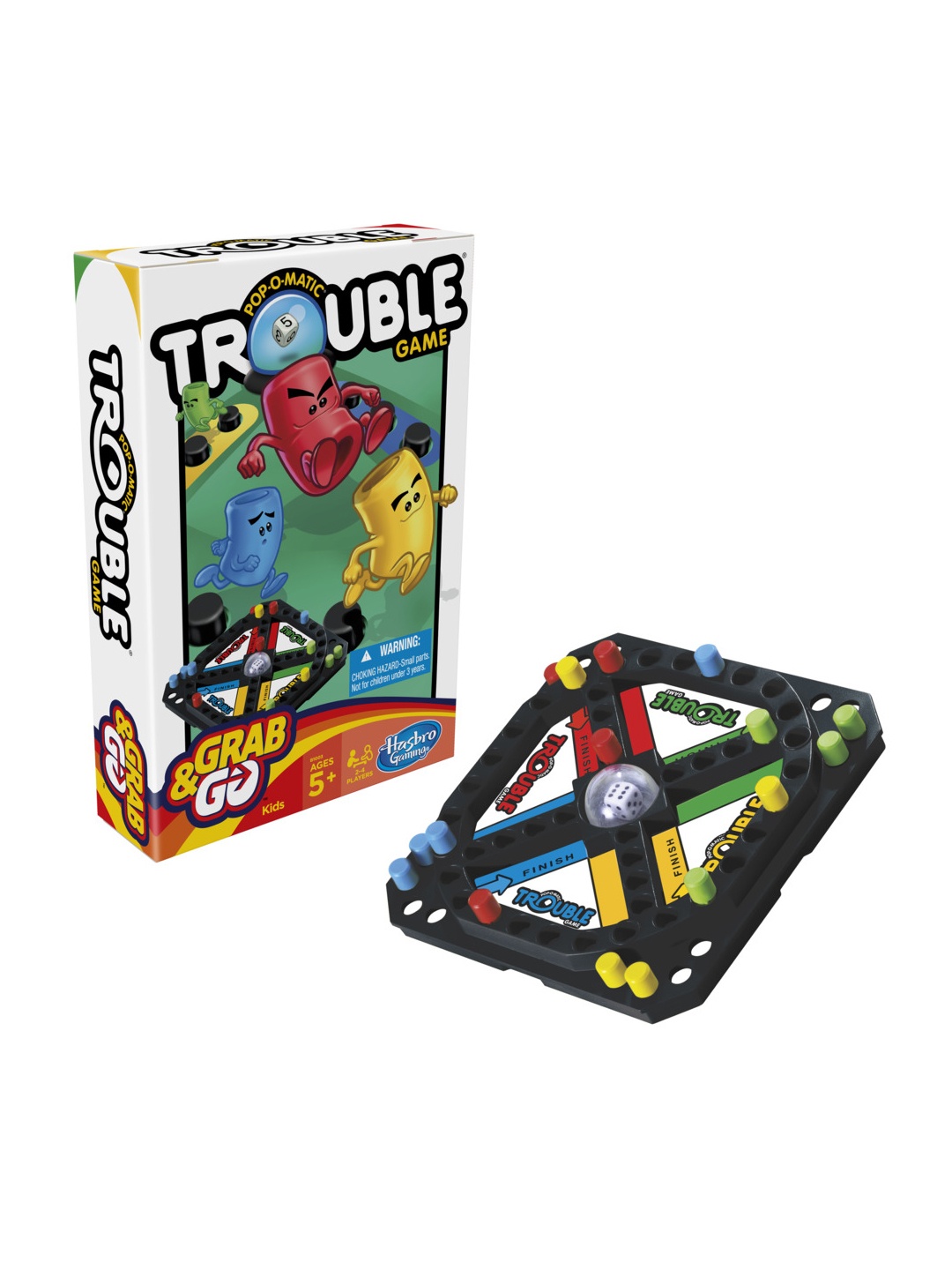 

Hasbro Gaming Unisex Kids Portable Trouble Grab and Go Board Game For Ages 5+, Multi