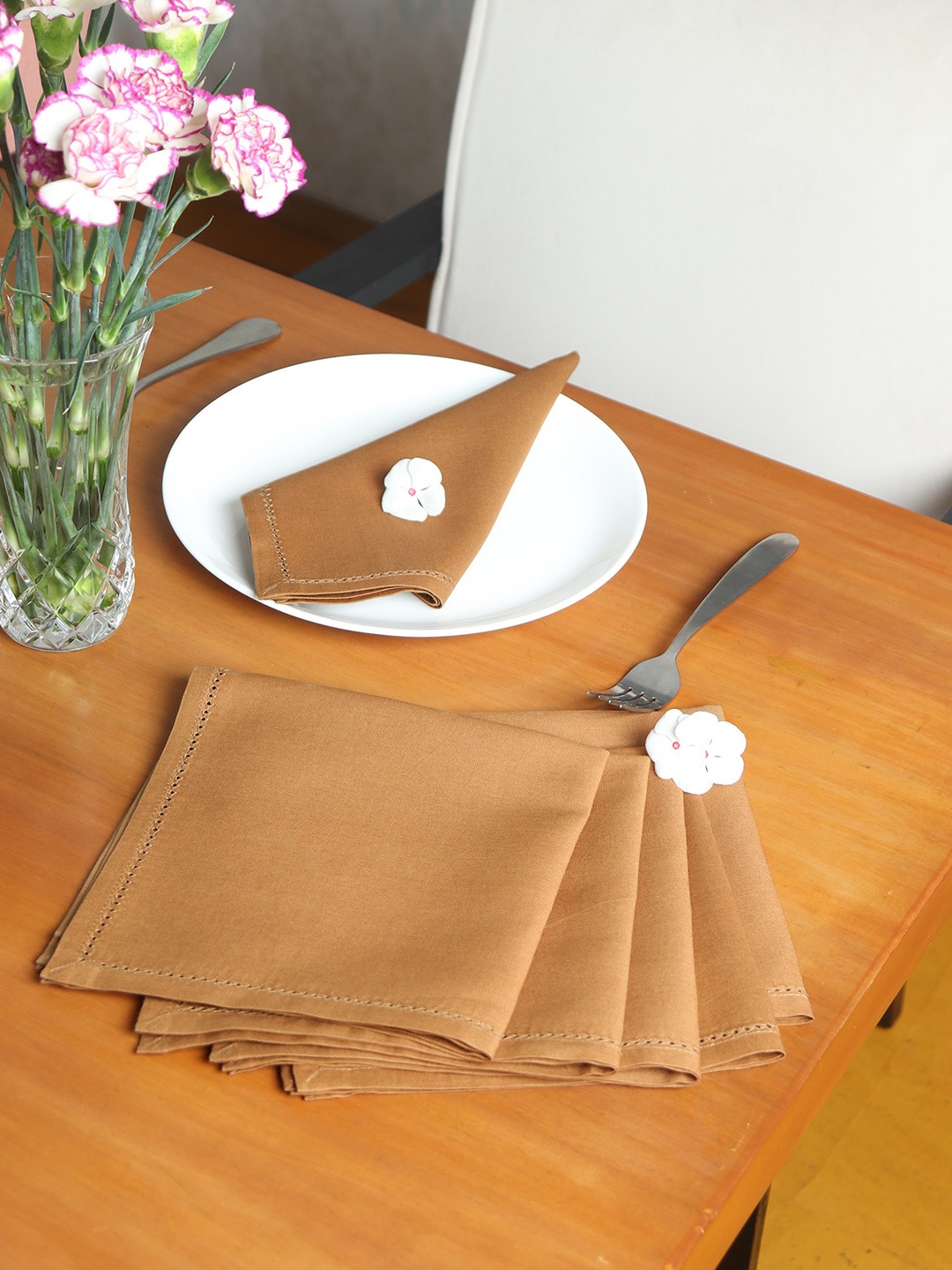 

ZEBA Brown 6 Pieces Cotton Table Napkins