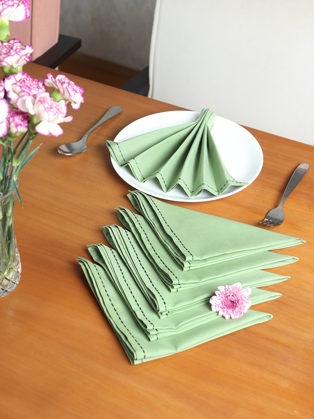 

ZEBA Green 6 Pieces Cotton Table Napkins