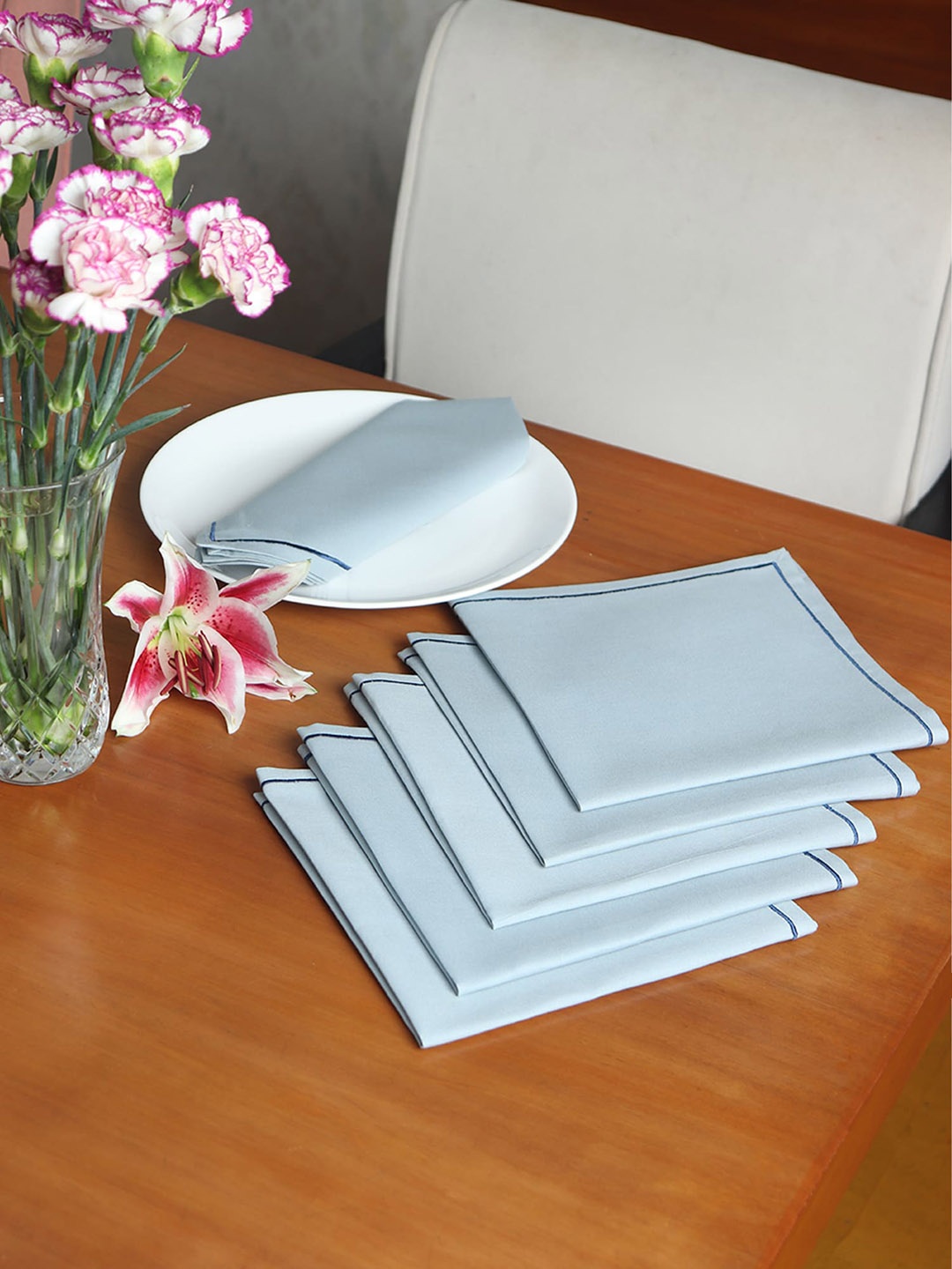 

ZEBA Grey 6 Pieces Cotton Table Napkins