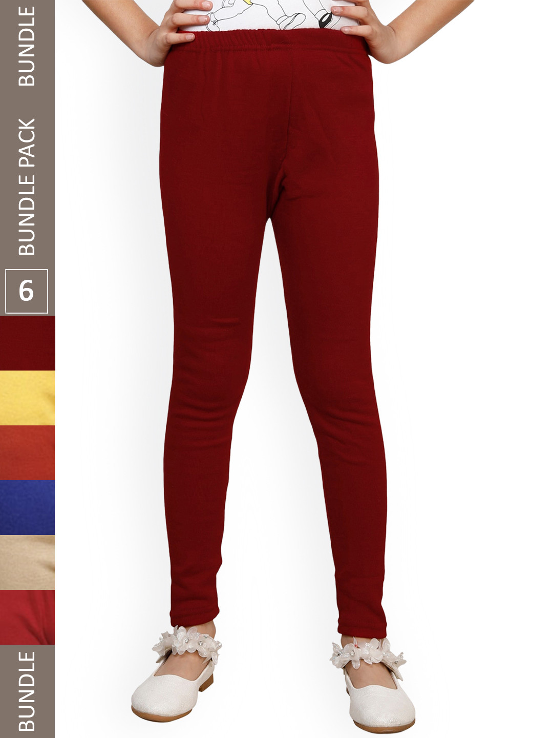 

IndiWeaves Girls Pack Of 6 Woolen Ankle Length Leggings, Yellow