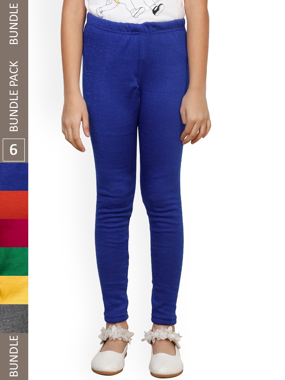 

IndiWeaves Girls Pack of 6 Ankle-Length Wool Leggings, Blue