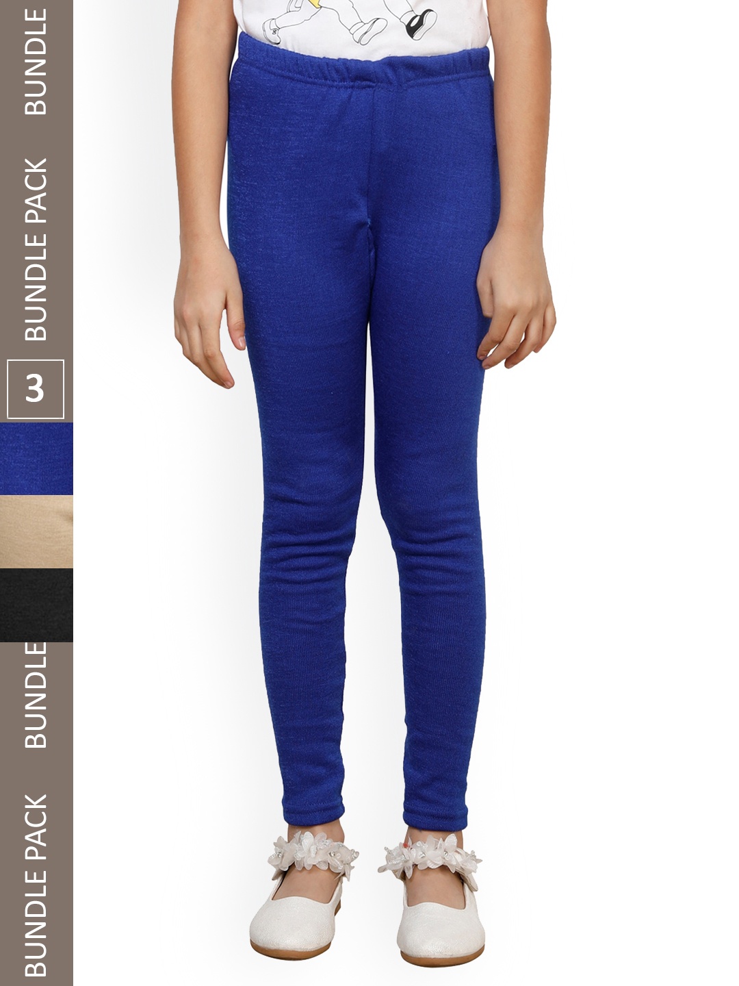 

IndiWeaves Girls Pack Of 3 Ankle Length Warm Leggings, Blue