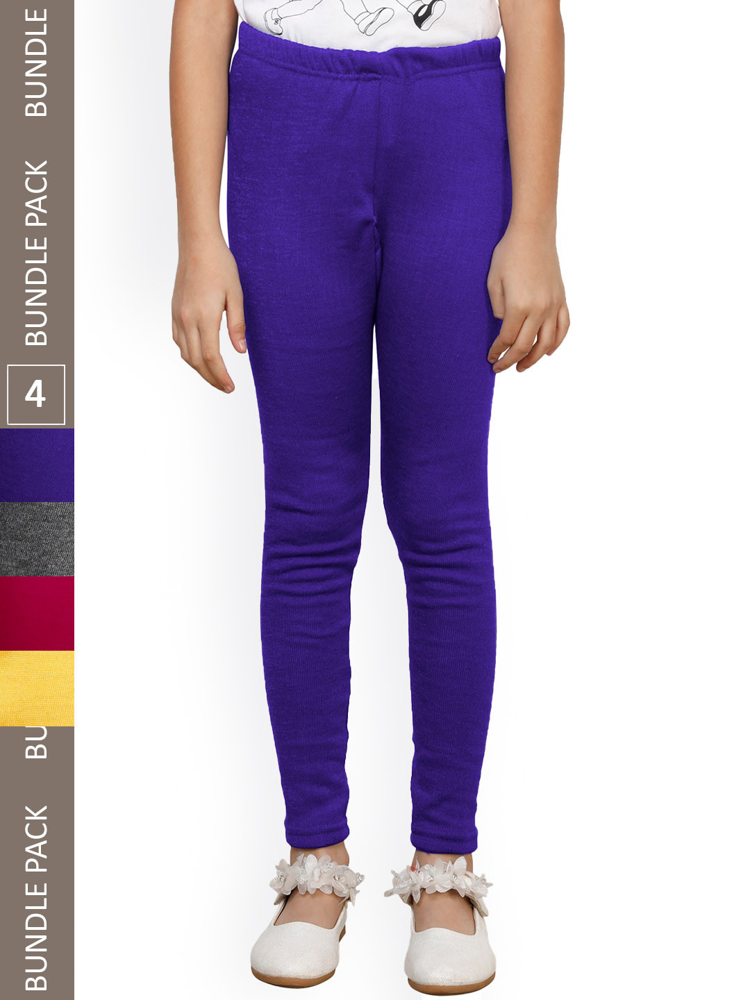 

IndiWeaves Girls Pack Of 4 Ankle-Length Woolen Leggings, Blue
