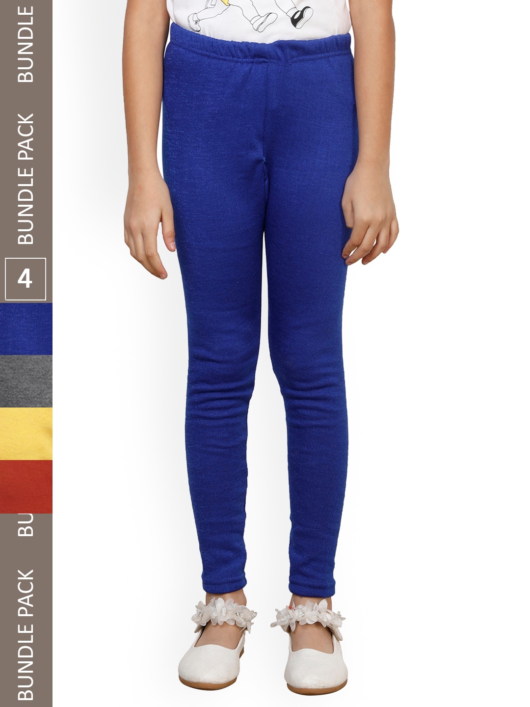 

IndiWeaves Girls Pack Of 4 Woolen Ankle Length Leggings, Blue