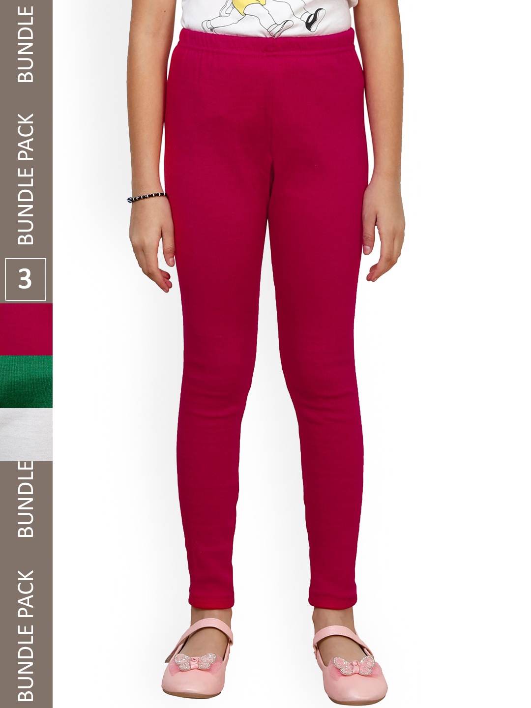 

IndiWeaves Girls Pack Of 3 Woolen Ankle Length Leggings, Magenta
