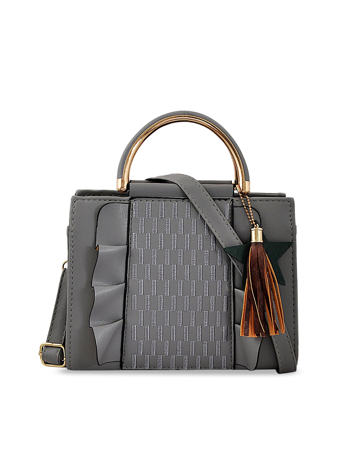 

Pez dorado Structured Handheld Bag With Tasselled, Grey