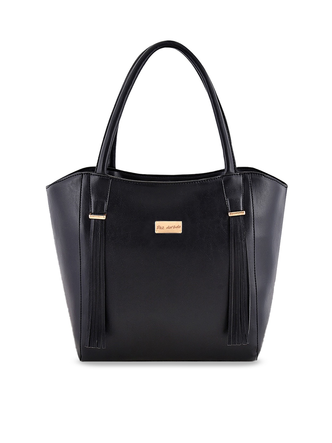 Pez dorado Structured Handheld Bag With Tasselled, Black