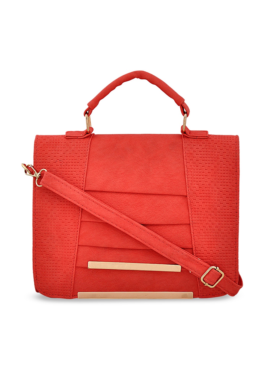 

Pez dorado Textured Oversized Structured Satchel, Red