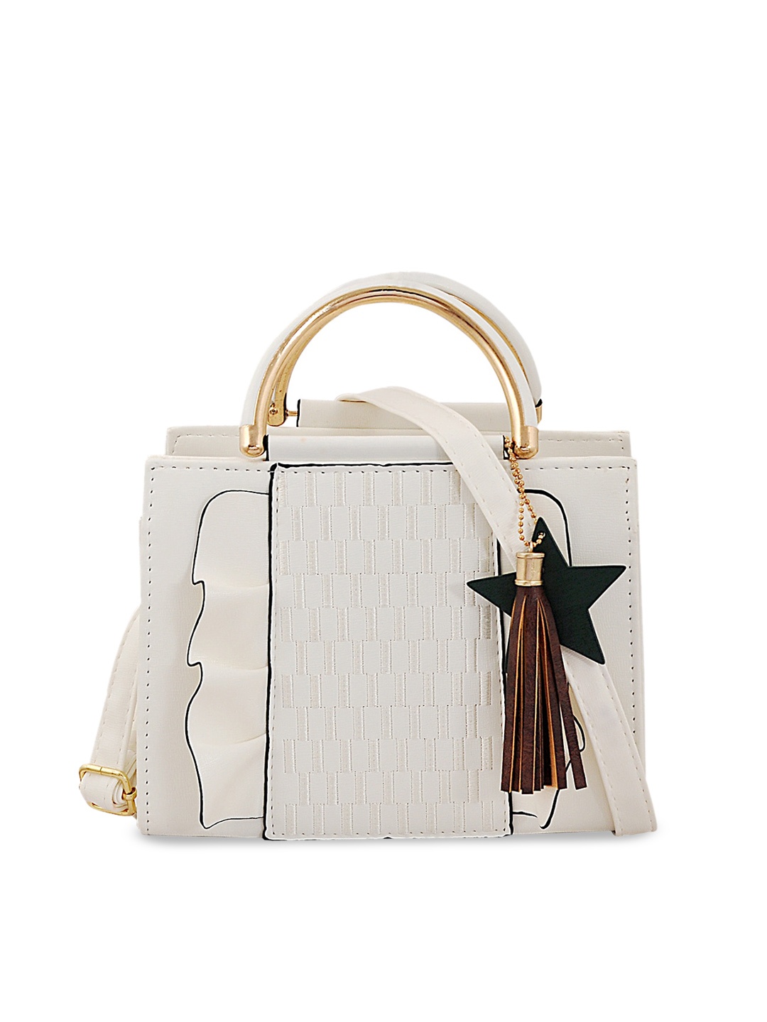 

Pez dorado Structured Handheld Bag With Tasselled, White