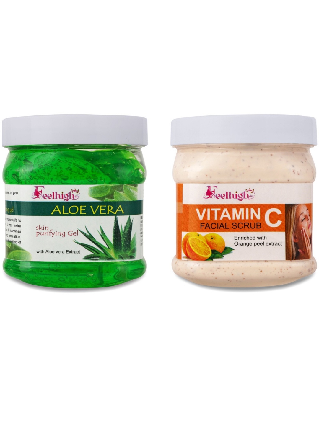 

FEELHIGH Set of Aloe Vera Gel & Vitamin C Scrub - 500ml Each, Green