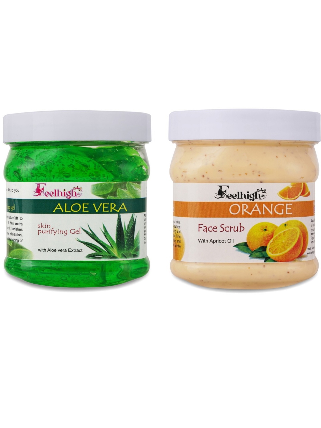 

FEELHIGH Set of Aloe Vera Gel & Orange Face Scrub - 500ml Each, Grey