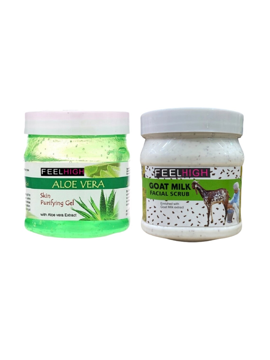 

FEELHIGH Set Of 2 Aloevera Gel & Goat Milk Scrub-500gm each, Green