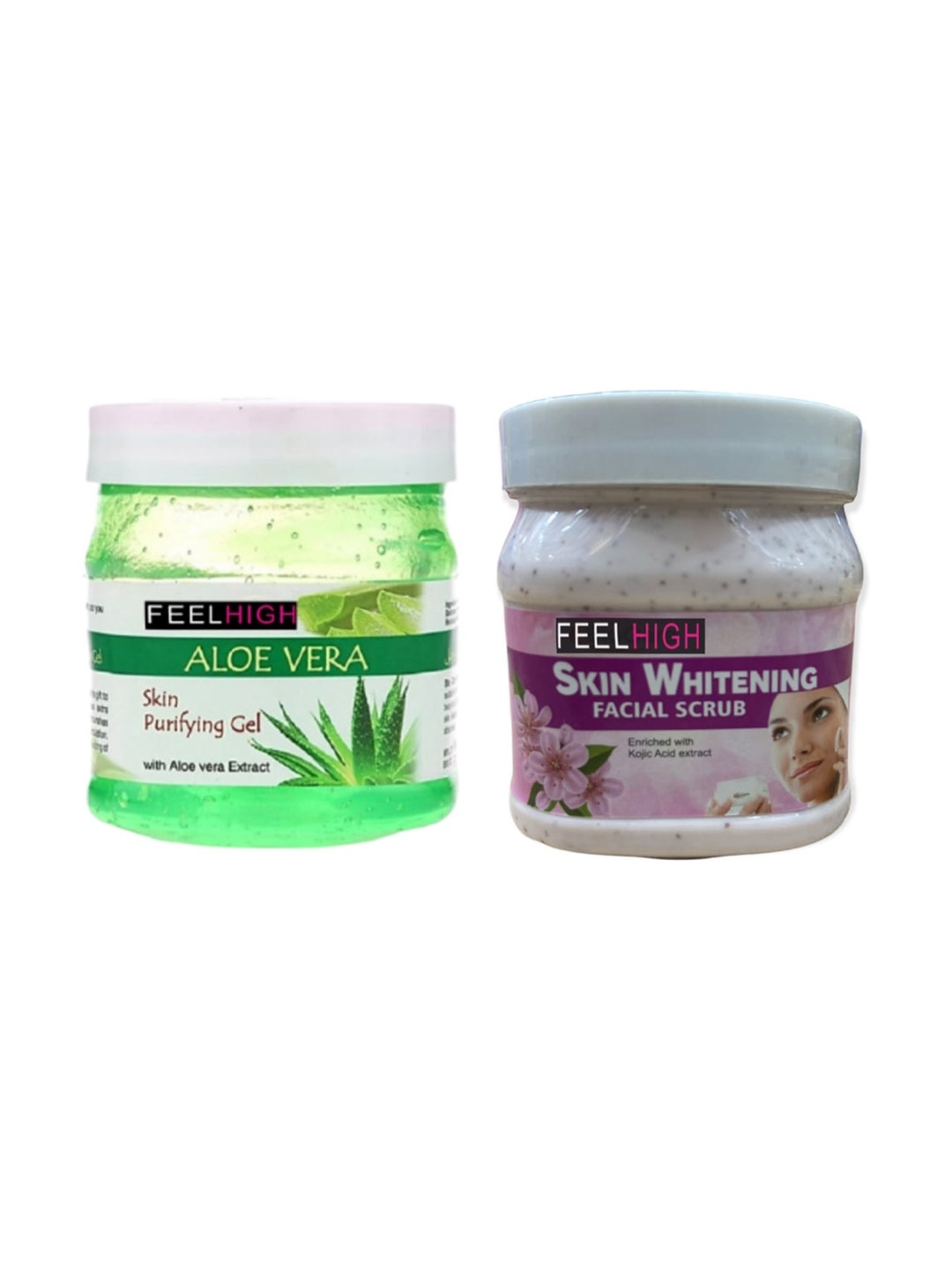 

FEELHIGH Set Of 2 Aloevera Gel & Skin Whitening Scrub -500gm + 500gm, Multi