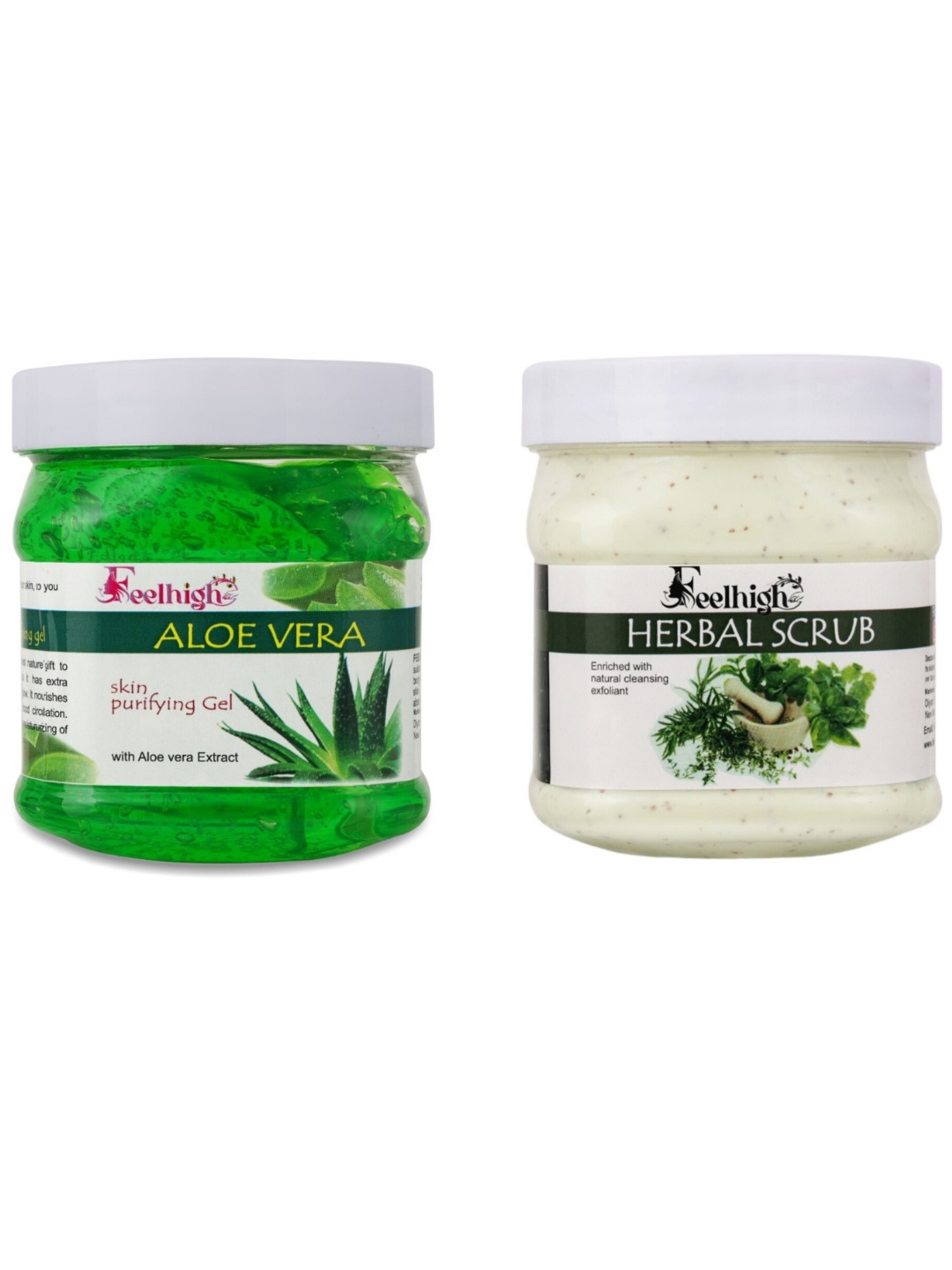 

FEELHIGH Aloe vera Gel & Herbal Scrub 500g each, Multi