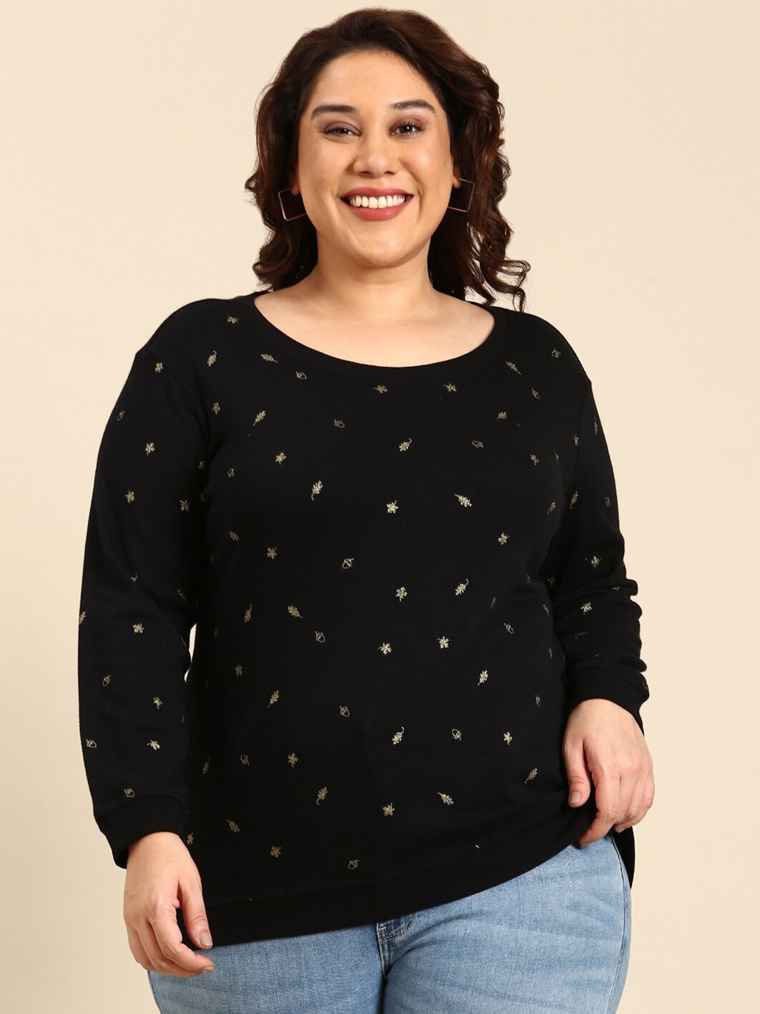 

The Pink Moon Conversational Printed Cotton Sweatshirt, Black
