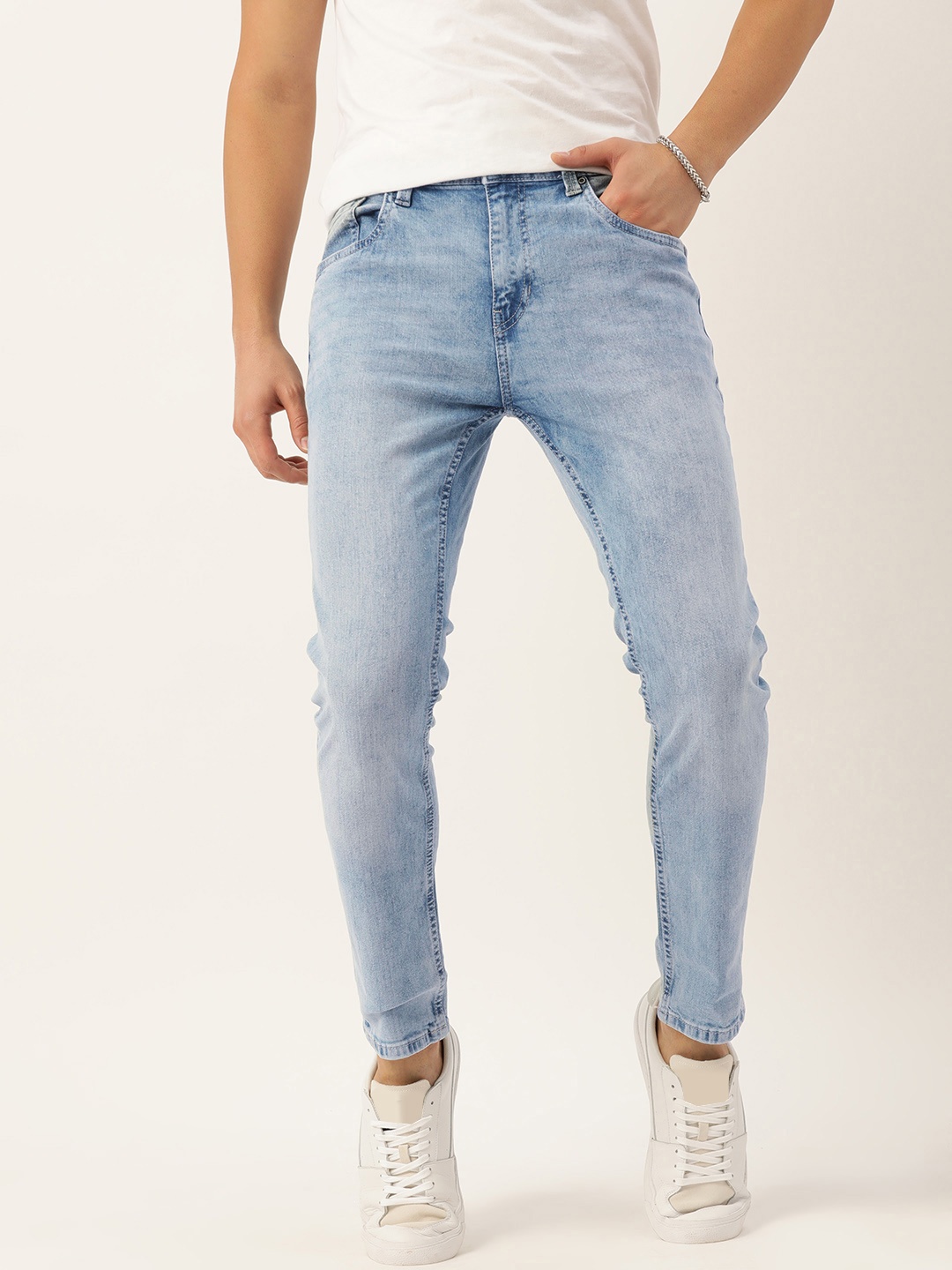 

Mast & Harbour Men Skinny Fit Light Fade Stretchable Jeans, Blue