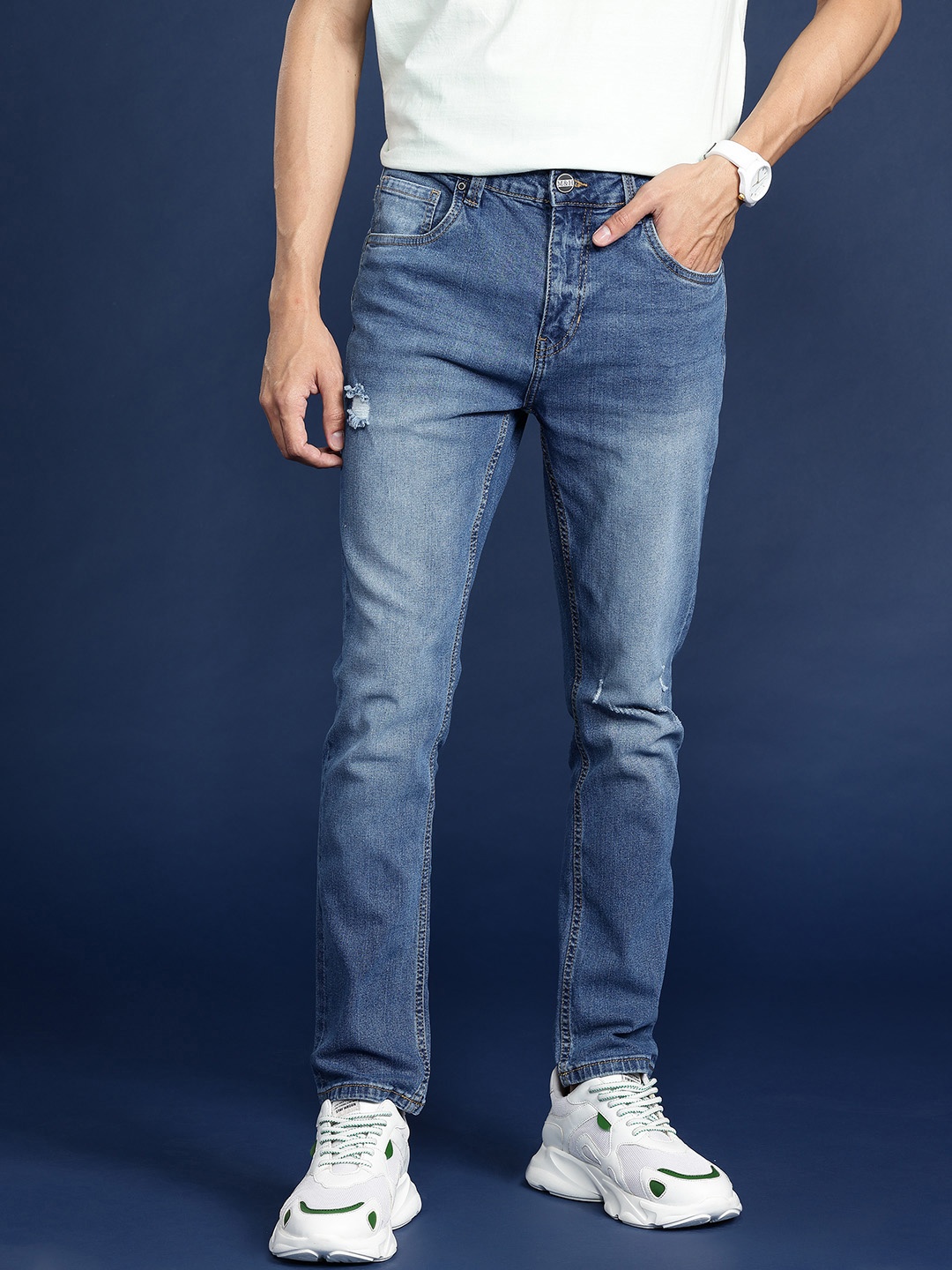 

Mast & Harbour Men Skinny Fit Light Fade Stretchable Jeans, Blue