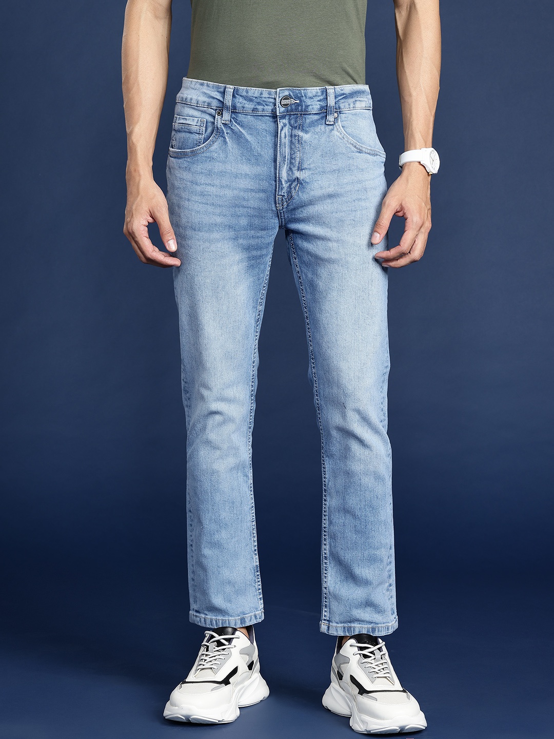 

Mast & Harbour Men Skinny Fit Light Fade Stretchable Jeans, Blue