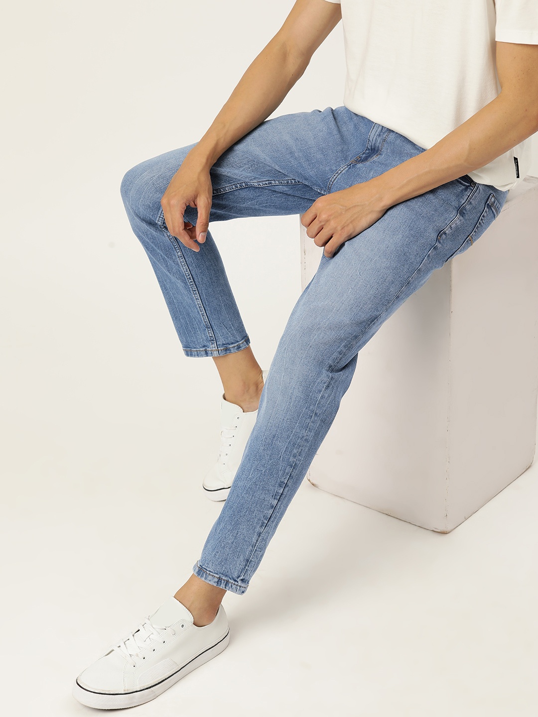 

M&H Our Water Men Slim Tapered Fit Light Fade Stretchable Jeans, Blue