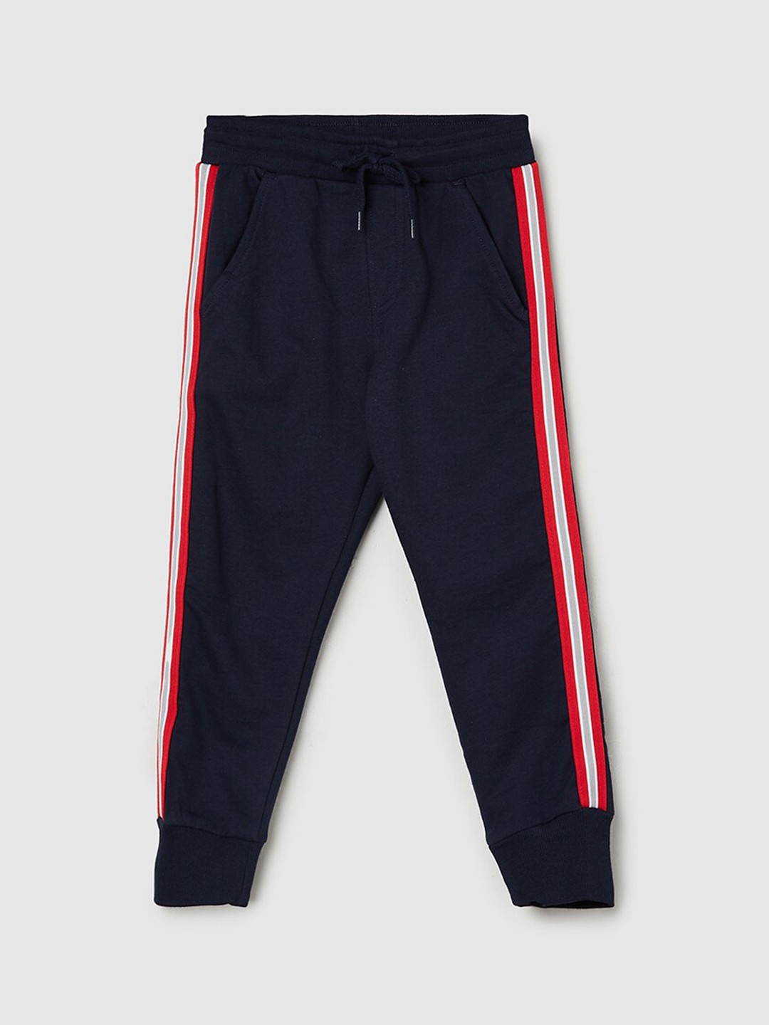 

max Boys Mid-Rise Pure Cotton Joggers, Navy blue
