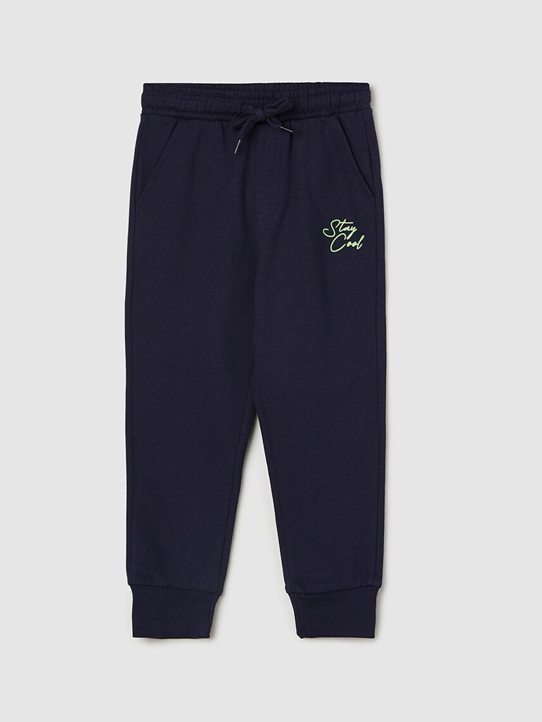 

max Boys Mid-Rise Pure Cotton Joggers, Navy blue