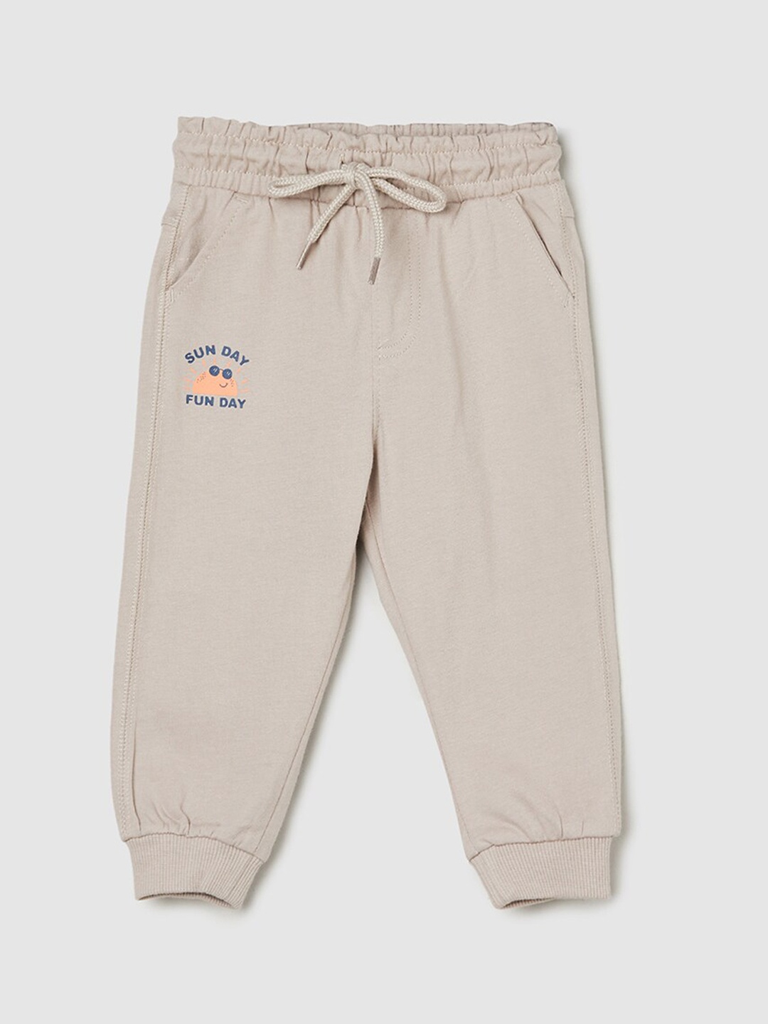 

max Infant Boys Pure Cotton Joggers, Beige