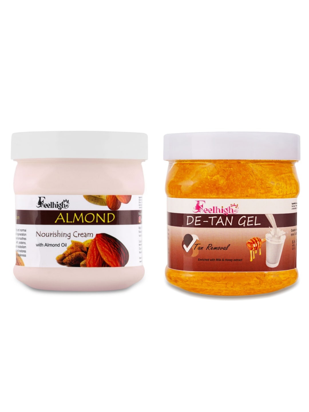 

FEELHIGH Set Of 2 Almond Cream & De Tan Skin purifying Gel 500ml+500ml, Multi