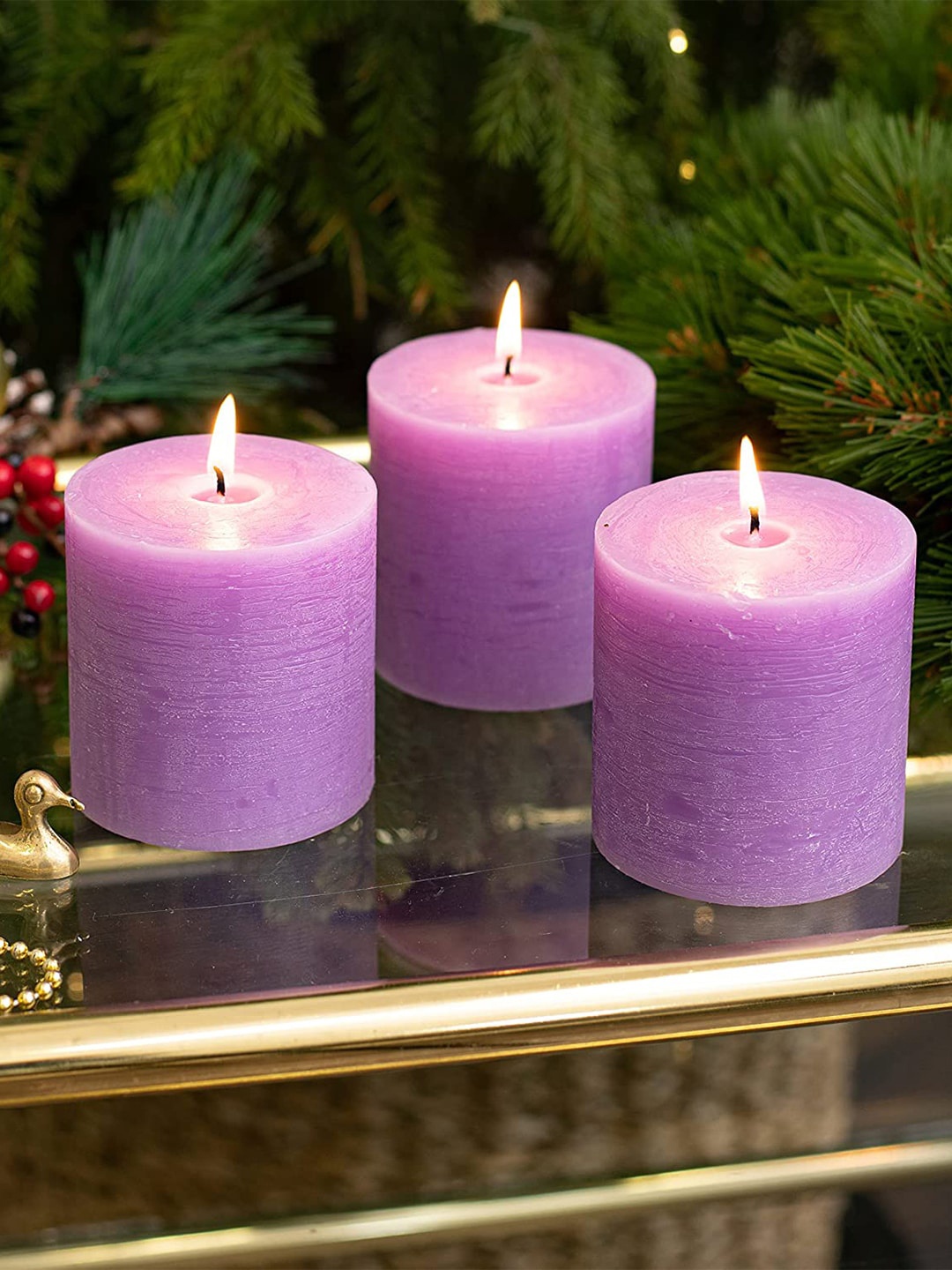 

Aromatic Fables 3-Pcs Purple Lemongrass Scented Rustic Pillar Candles