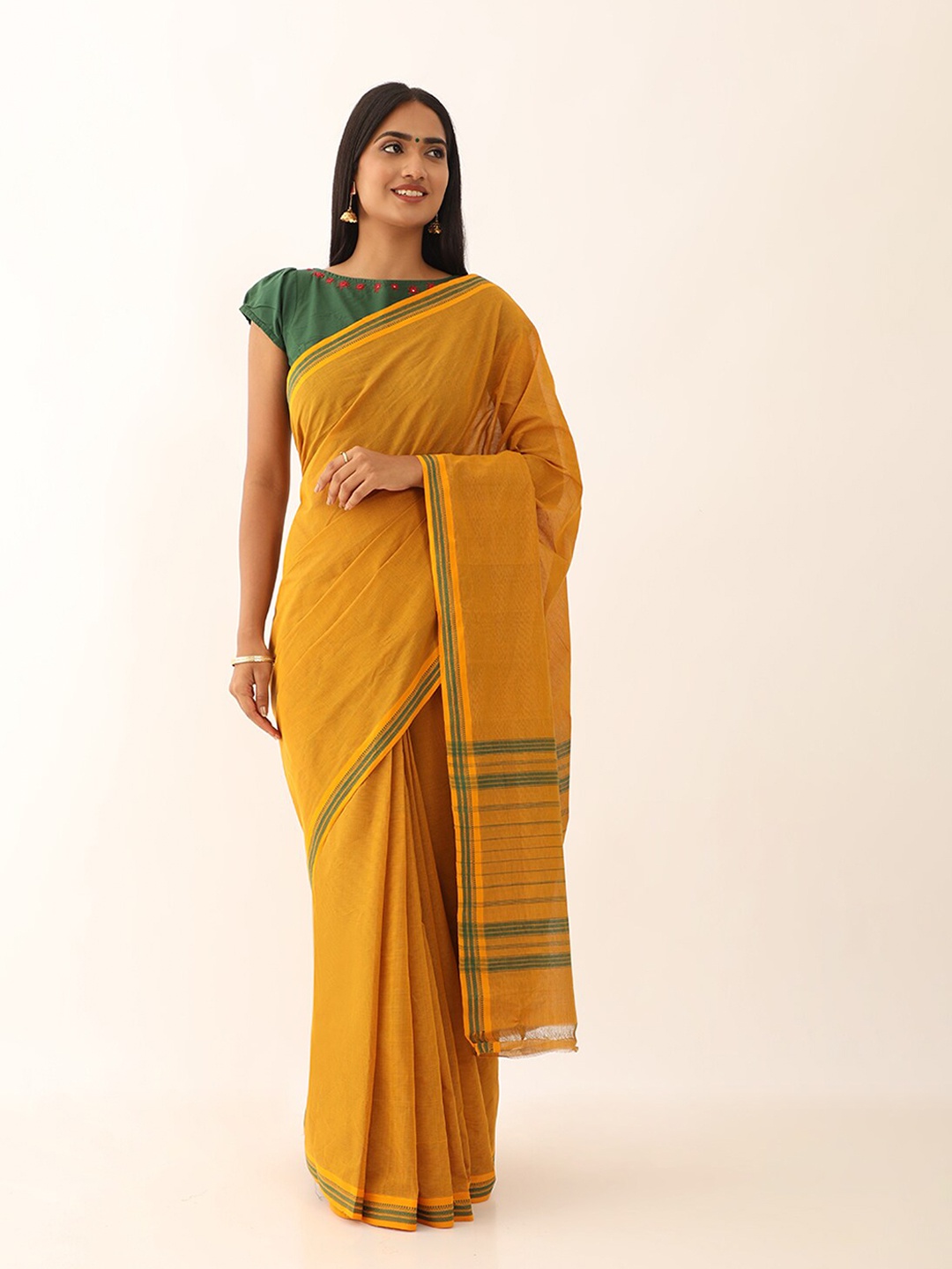 

Taneira Pure Cotton Mangalagiri Saree, Yellow