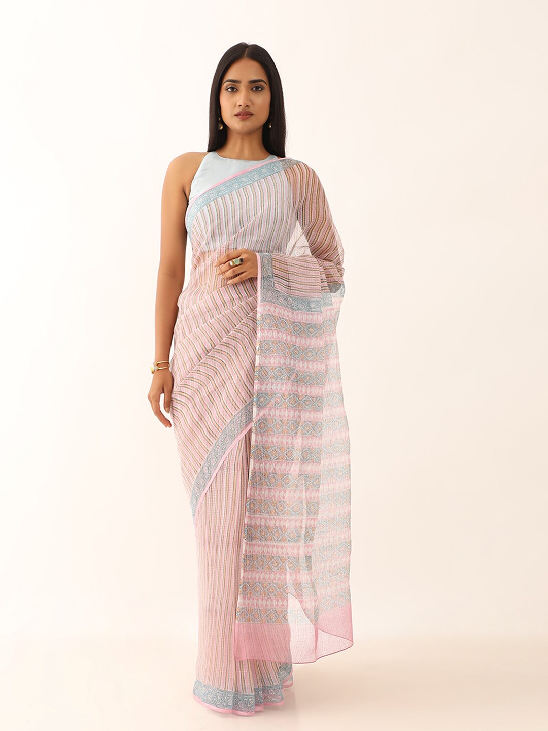 

Taneira Striped Pure Cotton Kota Saree, Pink