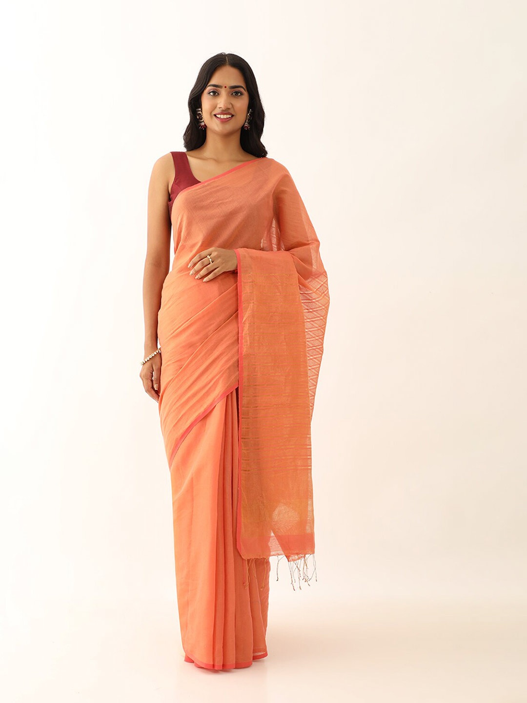 

Taneira Zari Tissue Saree, Orange