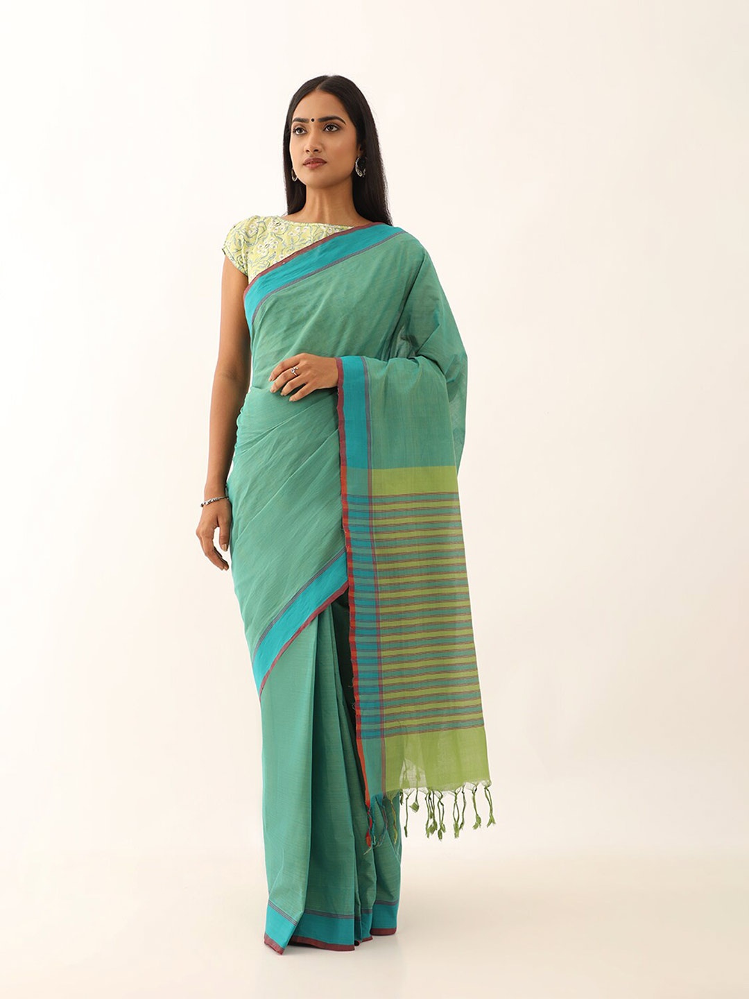 

Taneira Pure Cotton Mangalagiri Saree, Green
