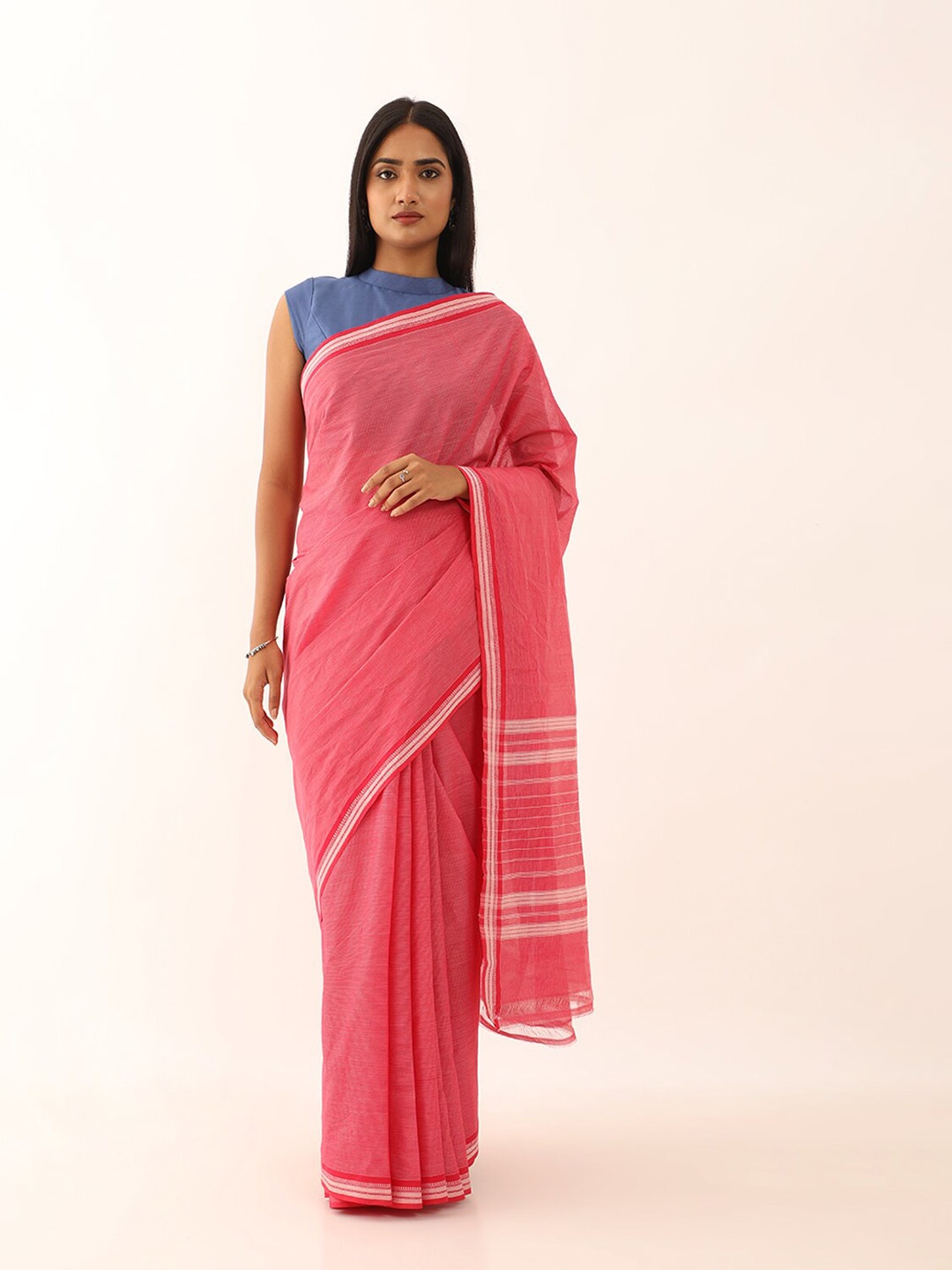 

Taneira Pure Cotton Mangalagiri Saree, Pink
