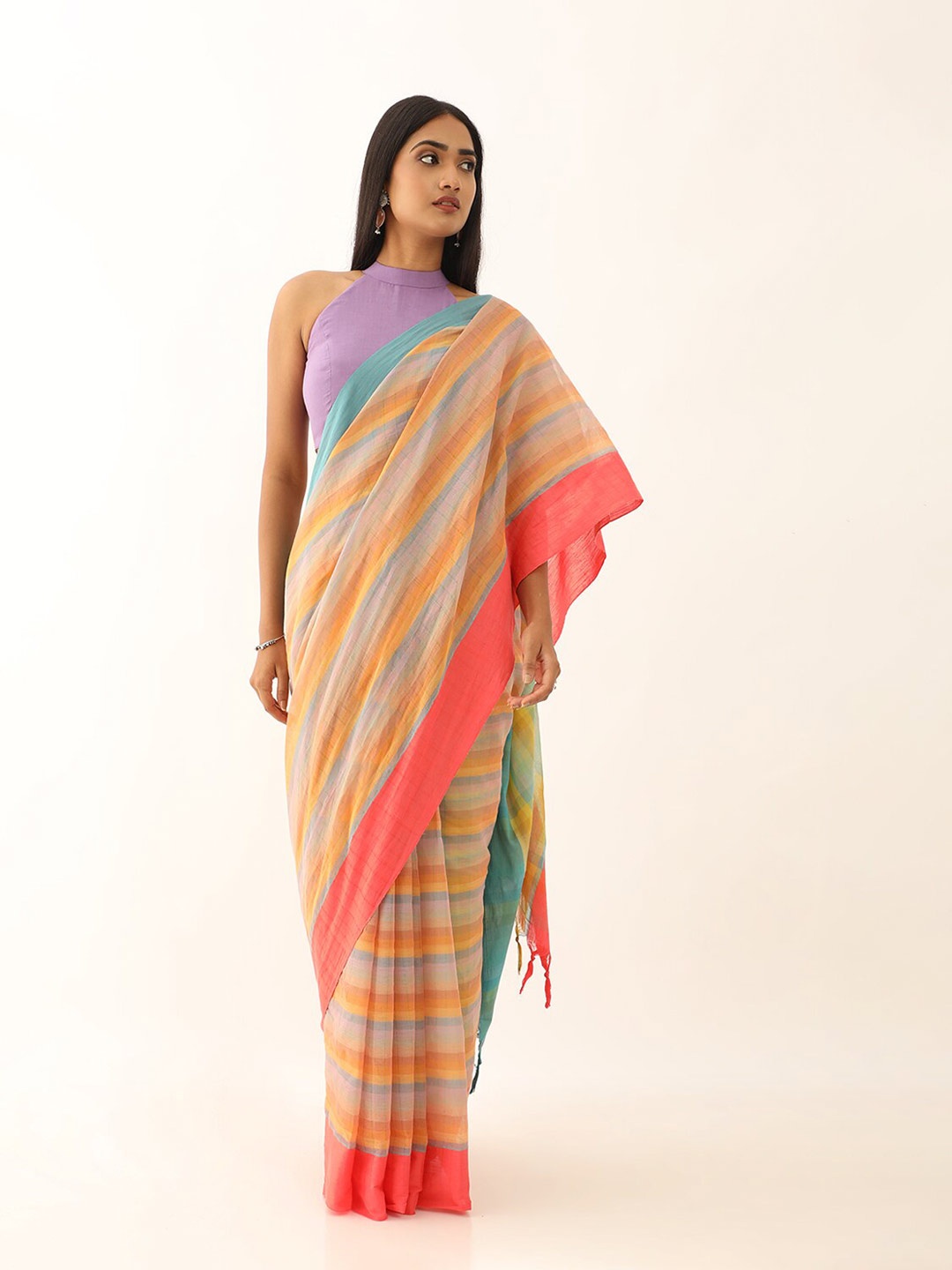 

Taneira Checked Pure Cotton Narayan Peth Saree, Yellow